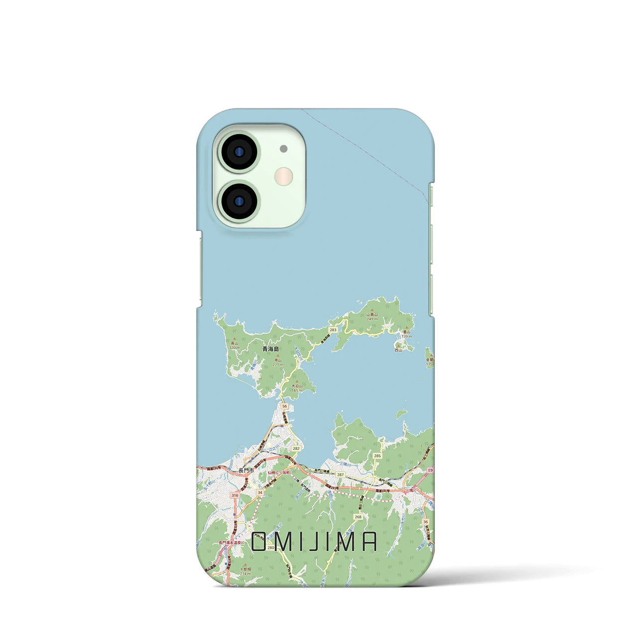 【青海島（山口県）】地図柄iPhoneケース（バックカバータイプ）