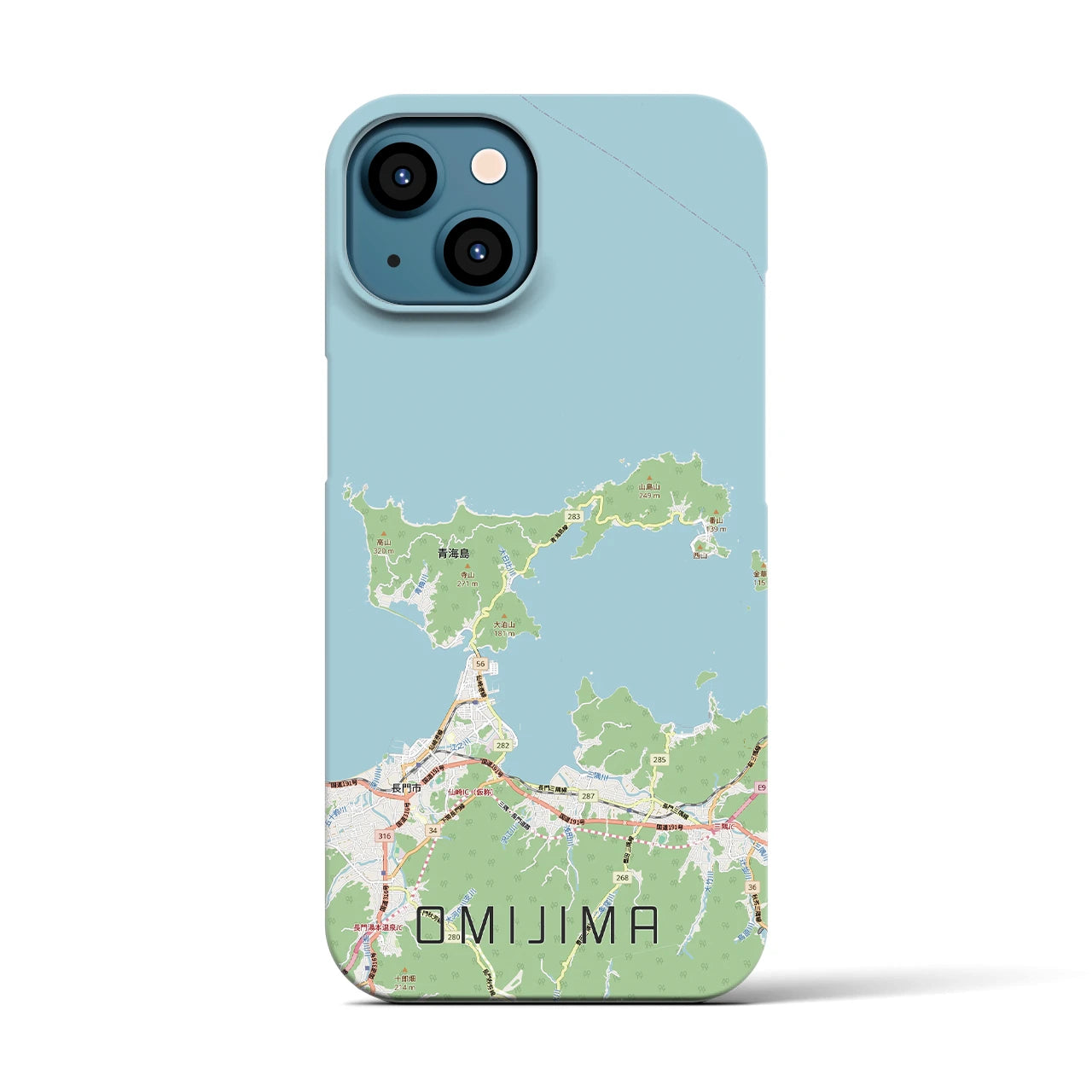 【青海島（山口県）】地図柄iPhoneケース（バックカバータイプ）