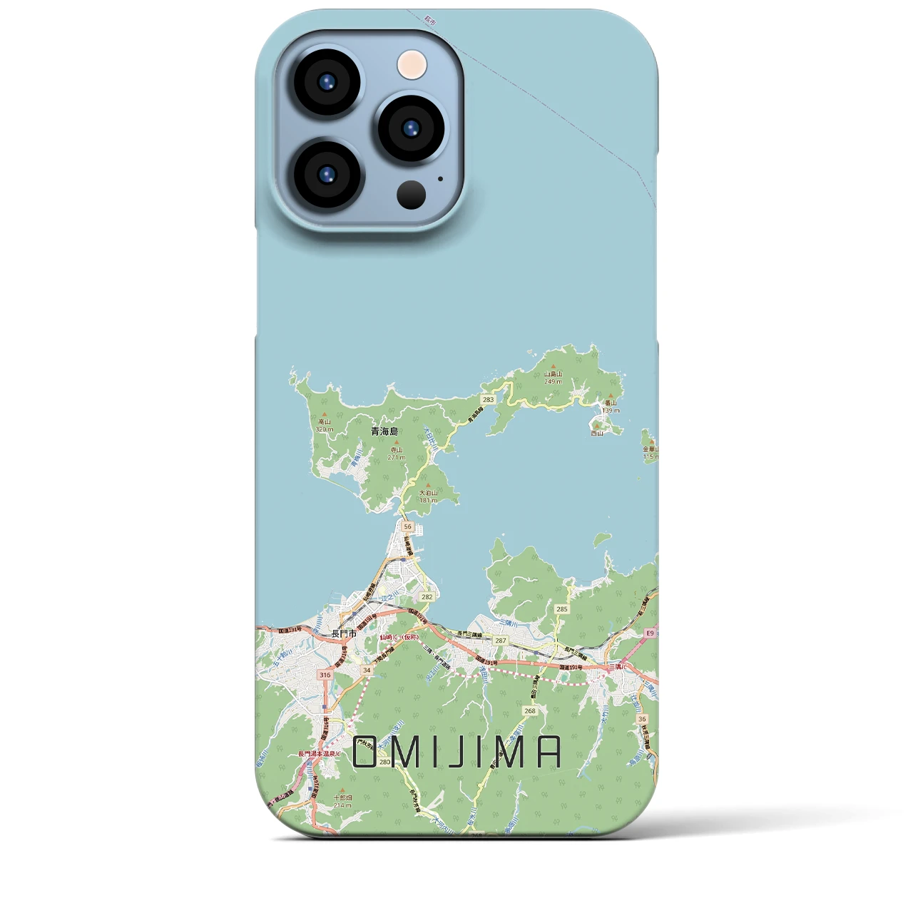 【青海島（山口県）】地図柄iPhoneケース（バックカバータイプ）