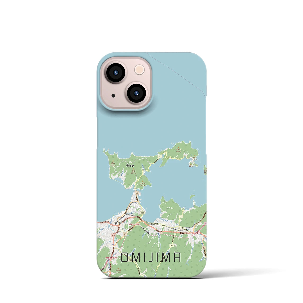 【青海島（山口県）】地図柄iPhoneケース（バックカバータイプ）