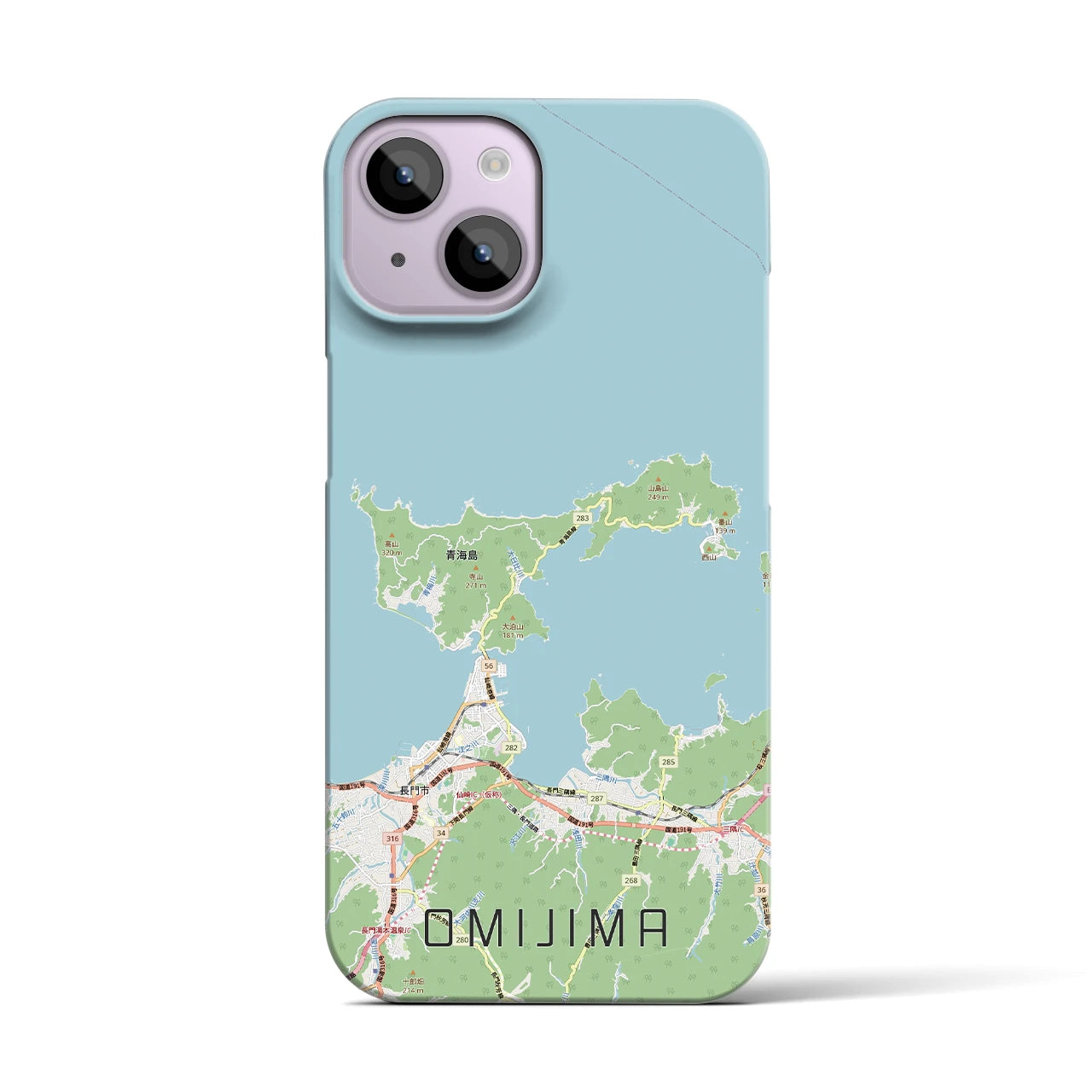【青海島（山口県）】地図柄iPhoneケース（バックカバータイプ）