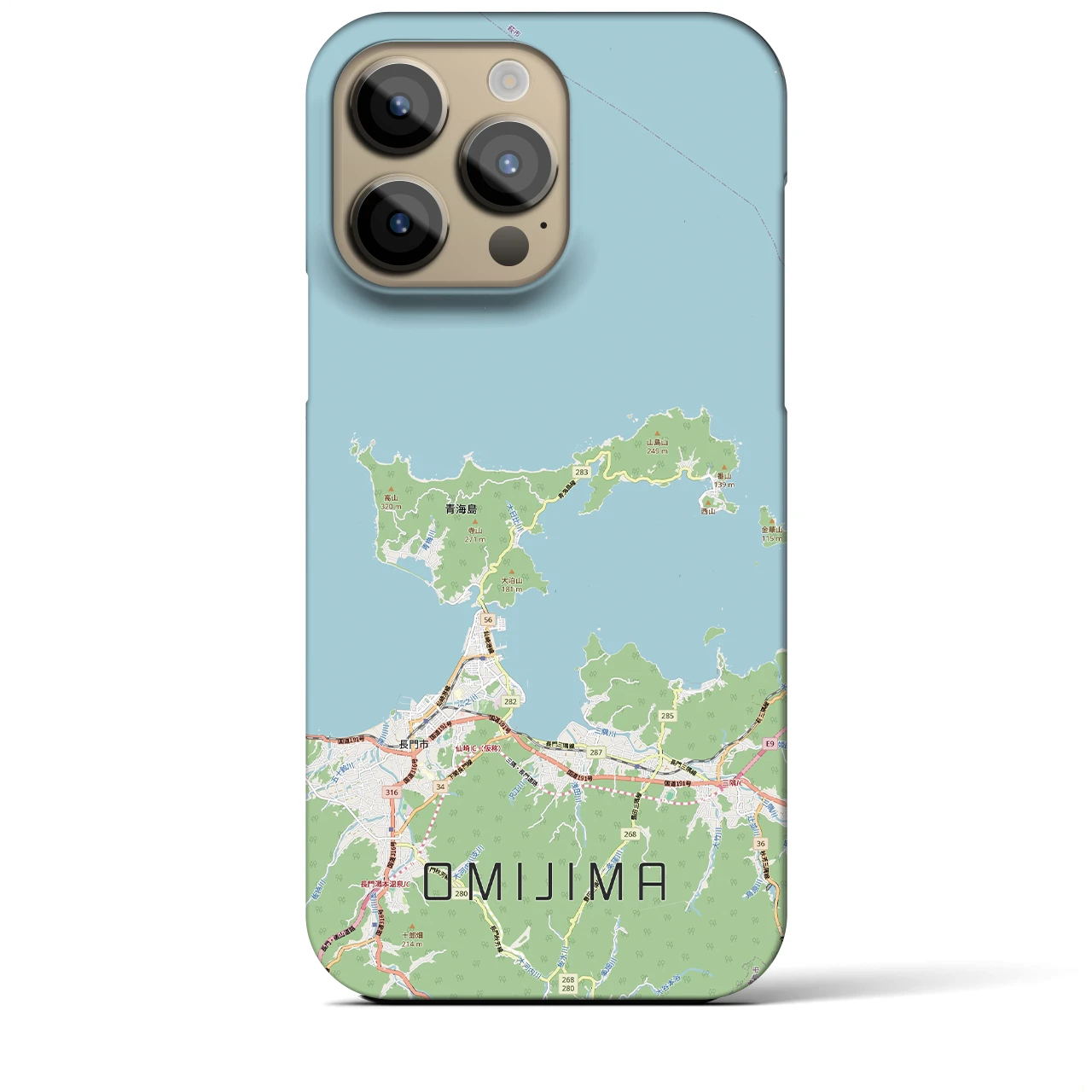 【青海島（山口県）】地図柄iPhoneケース（バックカバータイプ）