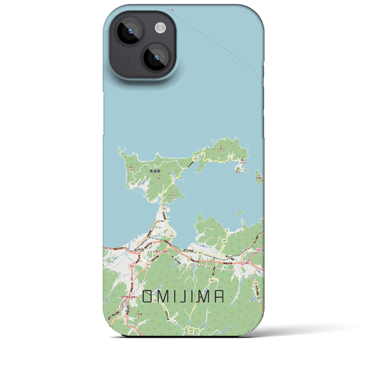 【青海島（山口県）】地図柄iPhoneケース（バックカバータイプ）