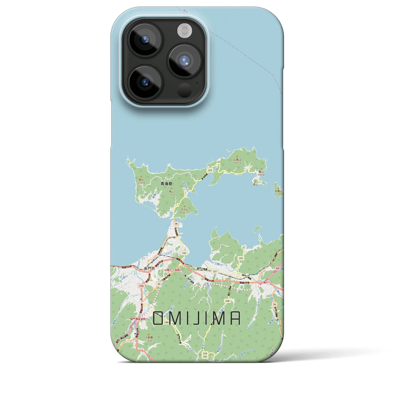 【青海島（山口県）】地図柄iPhoneケース（バックカバータイプ）