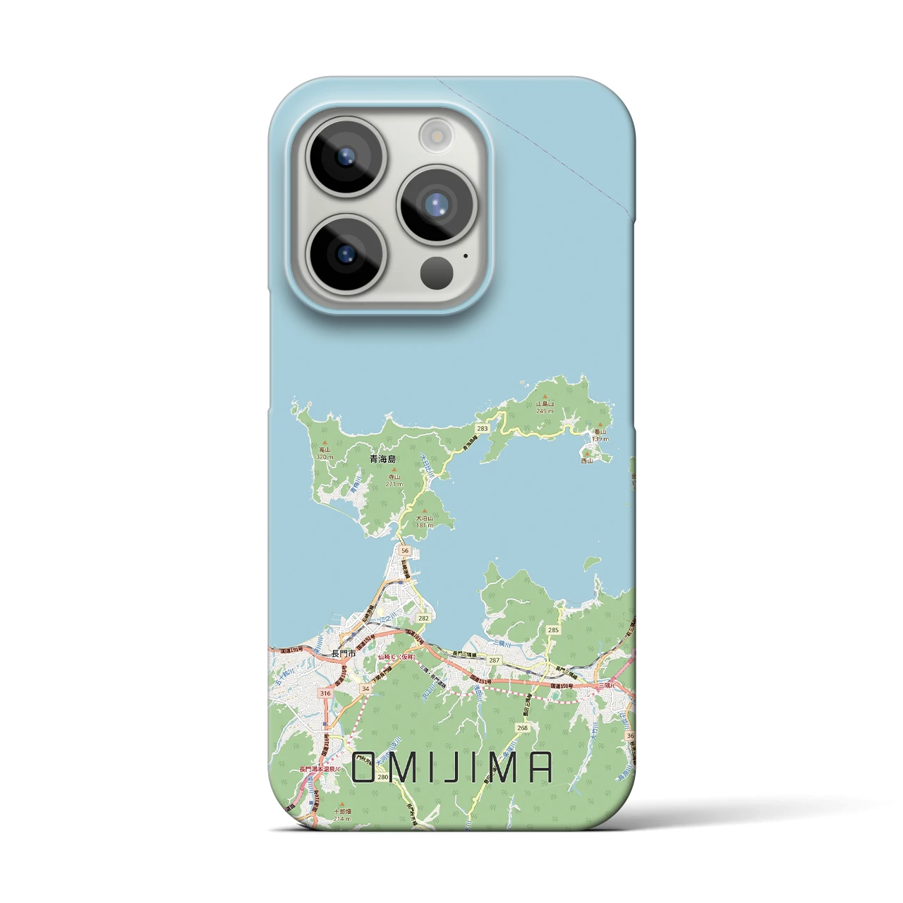 【青海島（山口県）】地図柄iPhoneケース（バックカバータイプ）