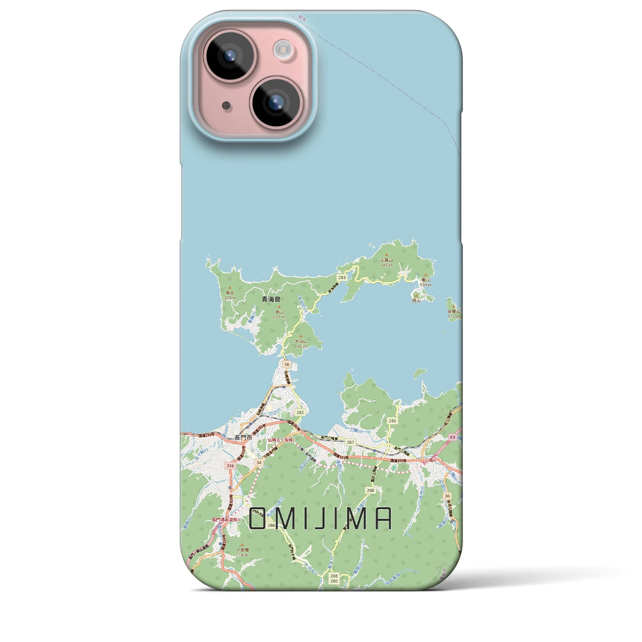 【青海島（山口県）】地図柄iPhoneケース（バックカバータイプ）