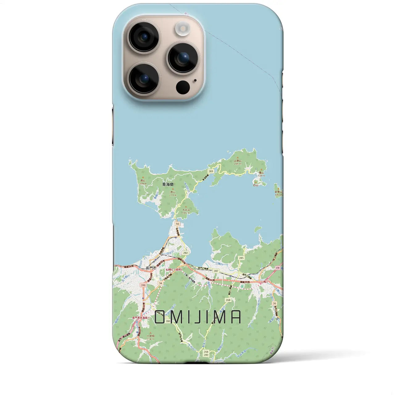 【青海島（山口県）】地図柄iPhoneケース（バックカバータイプ）