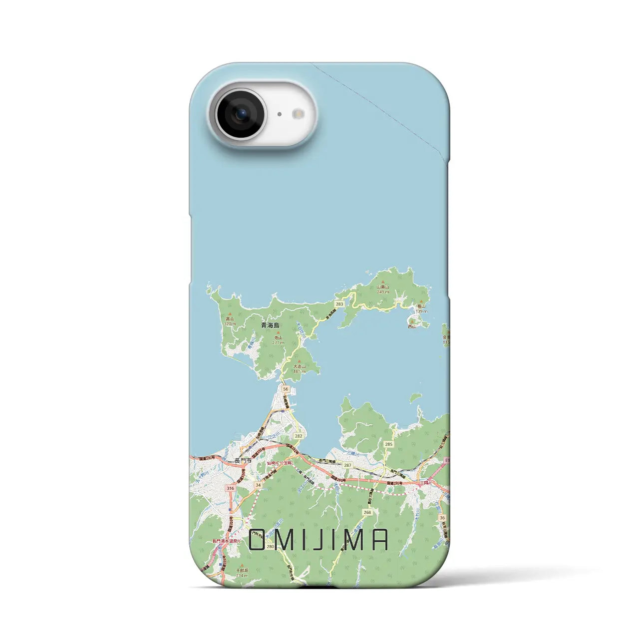 【青海島（山口県）】地図柄iPhoneケース（バックカバータイプ）