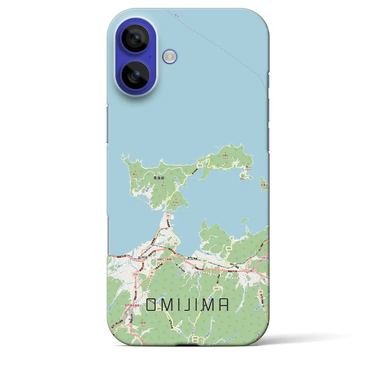 【青海島（山口県）】地図柄iPhoneケース（バックカバータイプ）