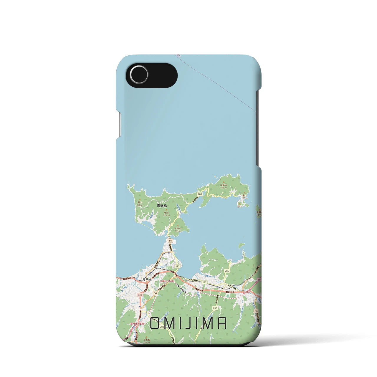 【青海島（山口県）】地図柄iPhoneケース（バックカバータイプ）