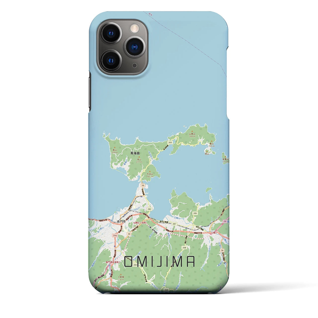 【青海島（山口県）】地図柄iPhoneケース（バックカバータイプ）
