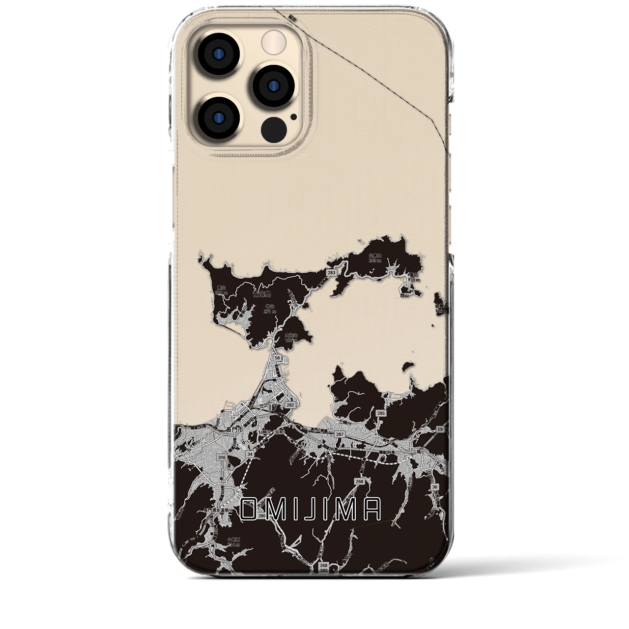 【青海島（山口県）】地図柄iPhoneケース（クリアタイプ）