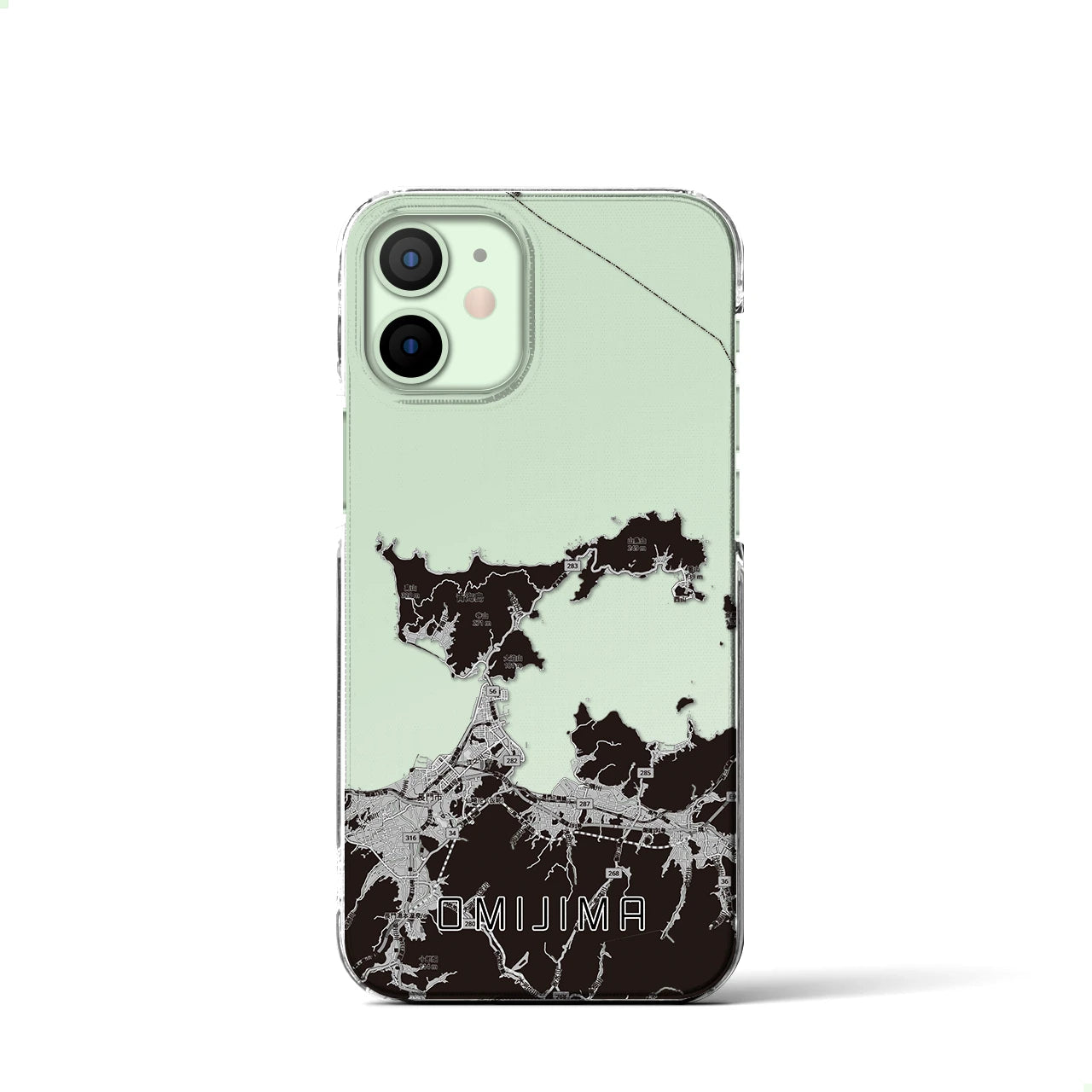 【青海島（山口県）】地図柄iPhoneケース（クリアタイプ）