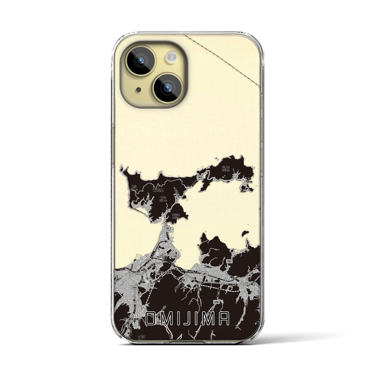 【青海島（山口県）】地図柄iPhoneケース（クリアタイプ）