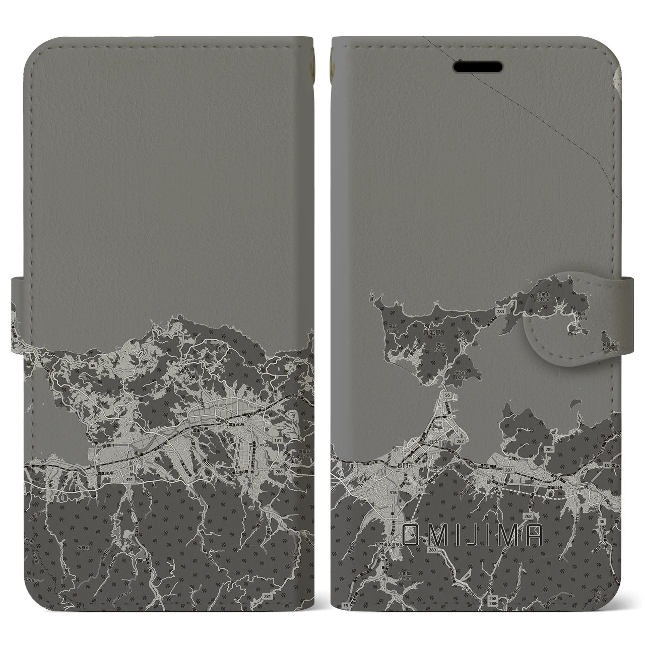 【青海島（山口県）】地図柄iPhoneケース（手帳タイプ）