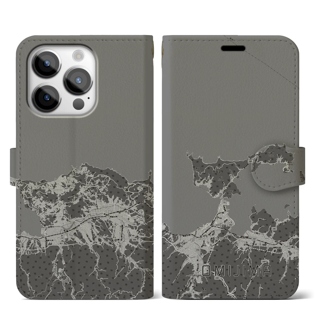 【青海島（山口県）】地図柄iPhoneケース（手帳タイプ）