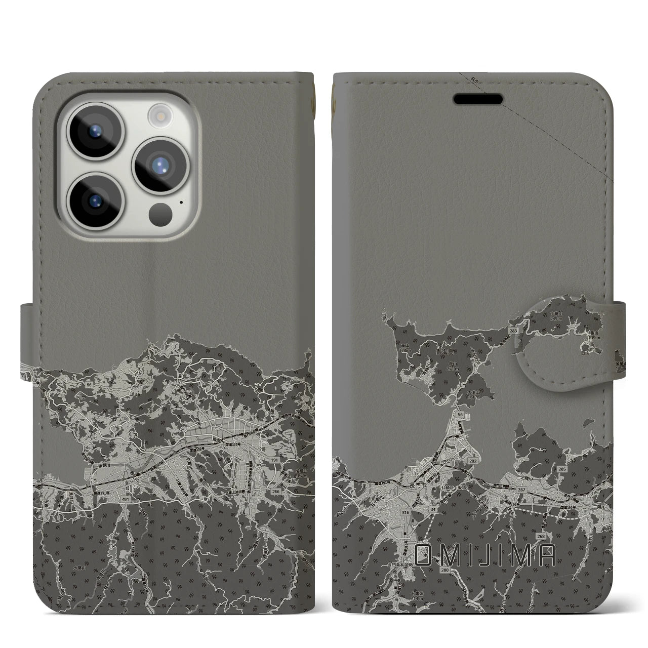 【青海島（山口県）】地図柄iPhoneケース（手帳タイプ）