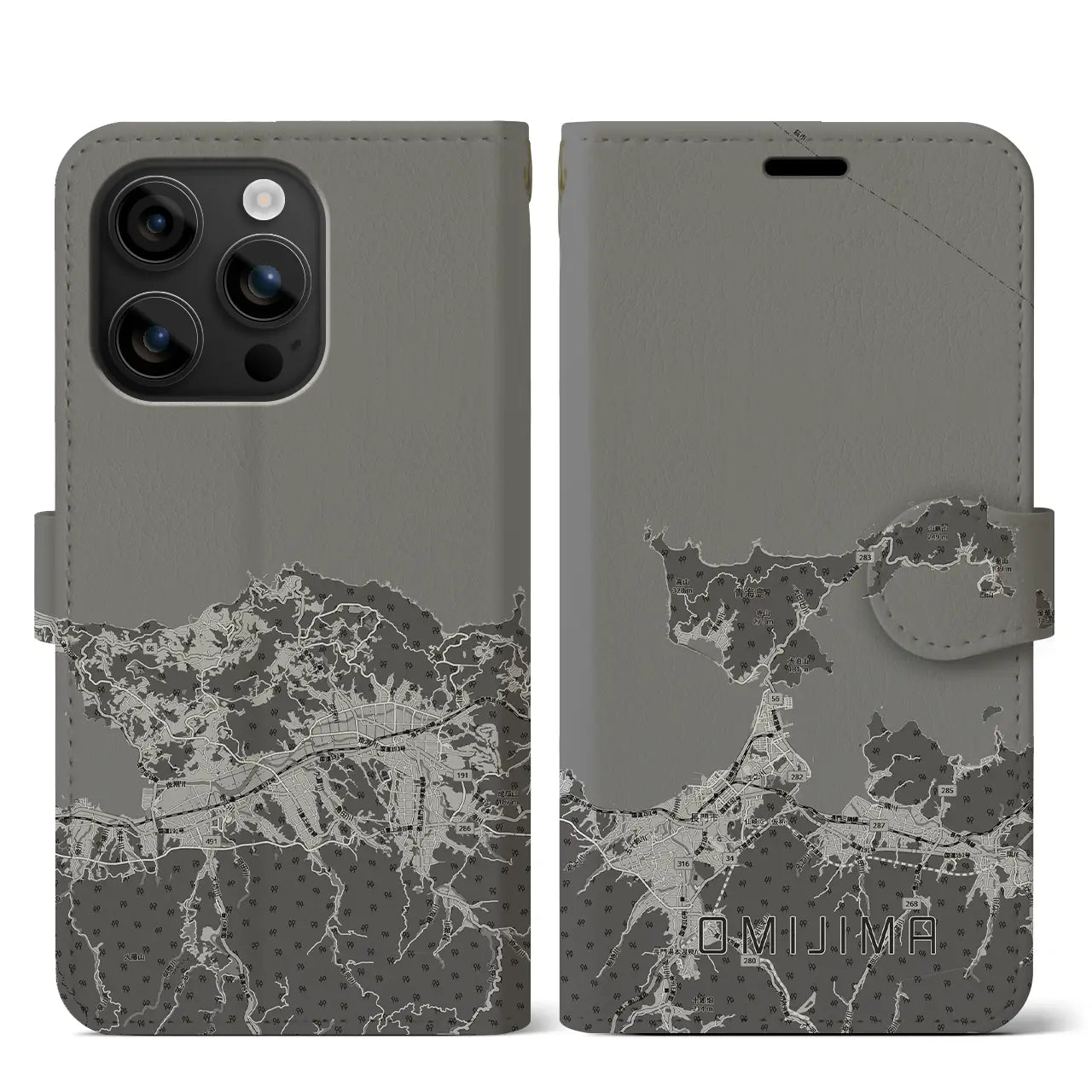 【青海島（山口県）】地図柄iPhoneケース（手帳タイプ）