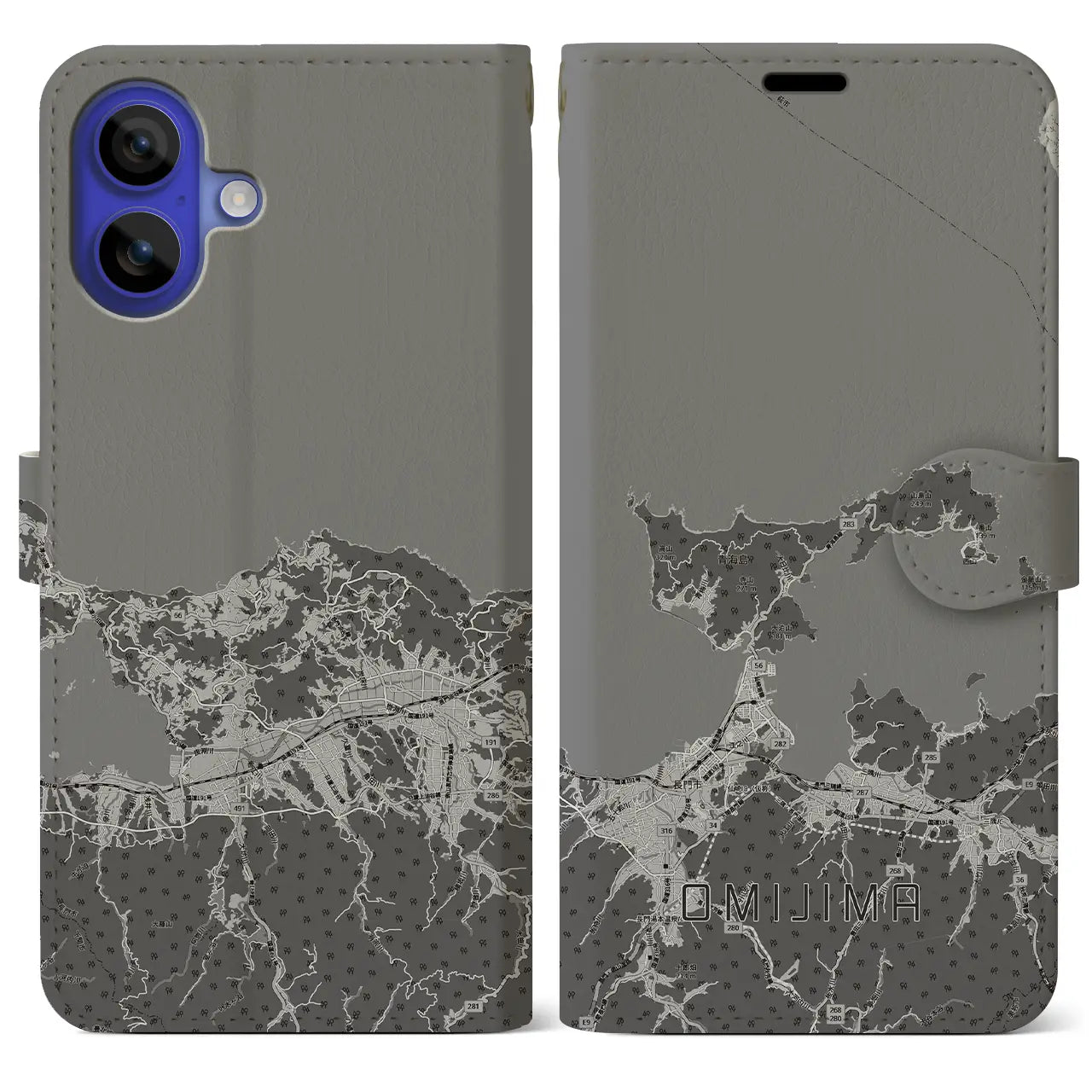 【青海島（山口県）】地図柄iPhoneケース（手帳タイプ）