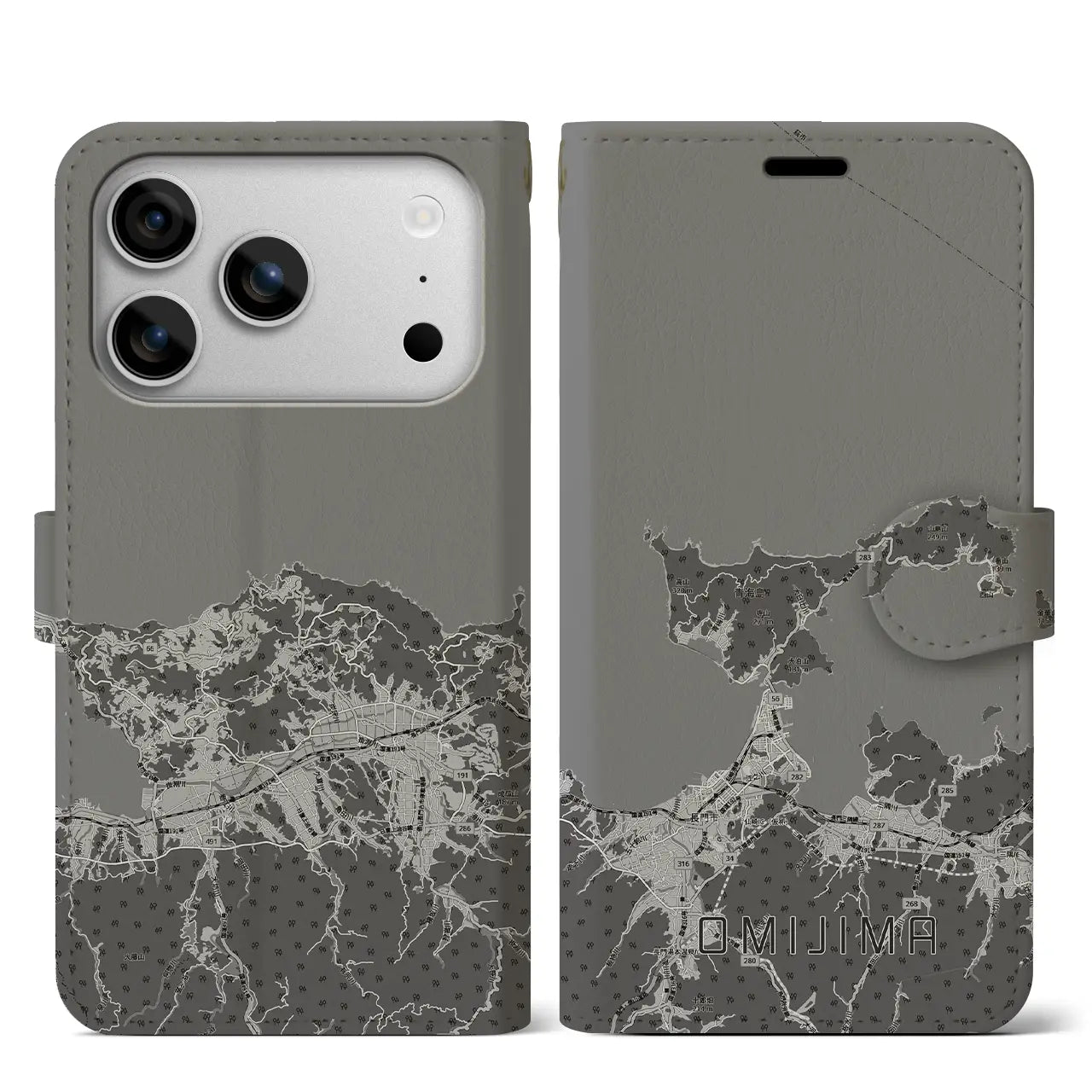 【青海島（山口県）】地図柄iPhoneケース（手帳タイプ）