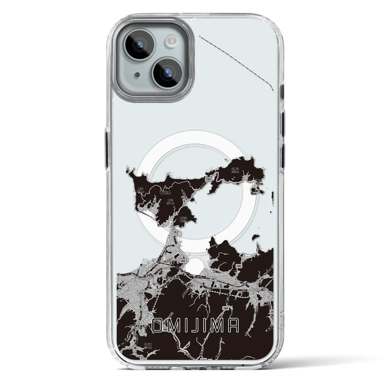 【青海島（山口県）】地図柄iPhoneケース（MagSafeタイプ）