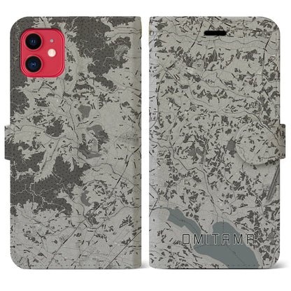 【小美玉（茨城県）】地図柄iPhoneケース（手帳タイプ）モノトーン・iPhone 11 用