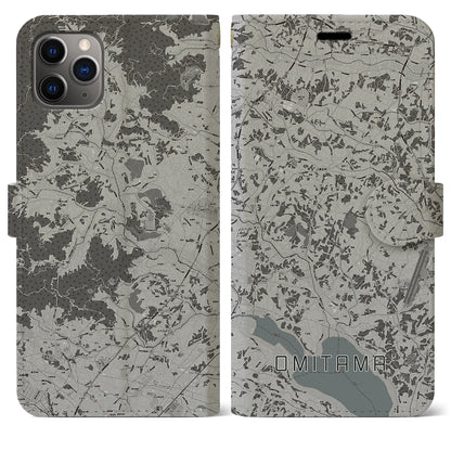 【小美玉（茨城県）】地図柄iPhoneケース（手帳タイプ）モノトーン・iPhone 11 Pro Max 用