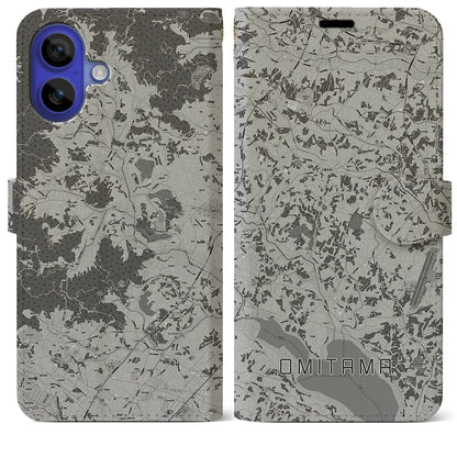 【小美玉（茨城県）】地図柄iPhoneケース（手帳タイプ）モノトーン・iPhone 16 Pro Max 用