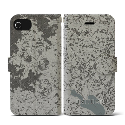 【小美玉（茨城県）】地図柄iPhoneケース（手帳タイプ）モノトーン・iPhone SE（第3 / 第2世代） / 8 / 7 / 6s / 6 用