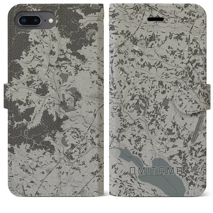 【小美玉（茨城県）】地図柄iPhoneケース（手帳タイプ）モノトーン・iPhone 8Plus /7Plus / 6sPlus / 6Plus 用