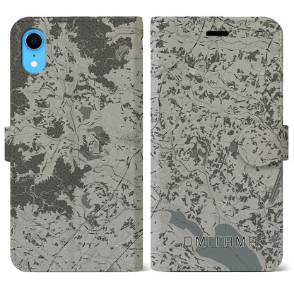 【小美玉（茨城県）】地図柄iPhoneケース（手帳タイプ）モノトーン・iPhone XR 用
