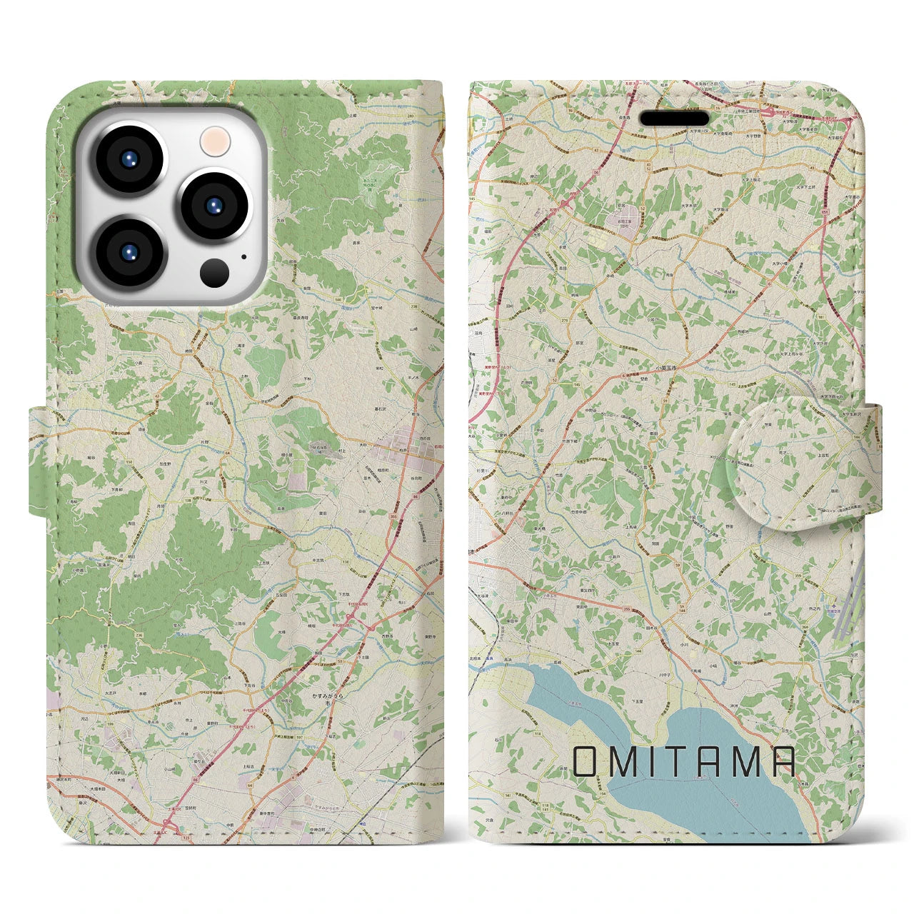 【小美玉（茨城県）】地図柄iPhoneケース（手帳タイプ）