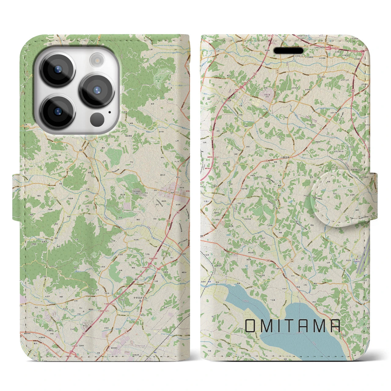 【小美玉（茨城県）】地図柄iPhoneケース（手帳タイプ）