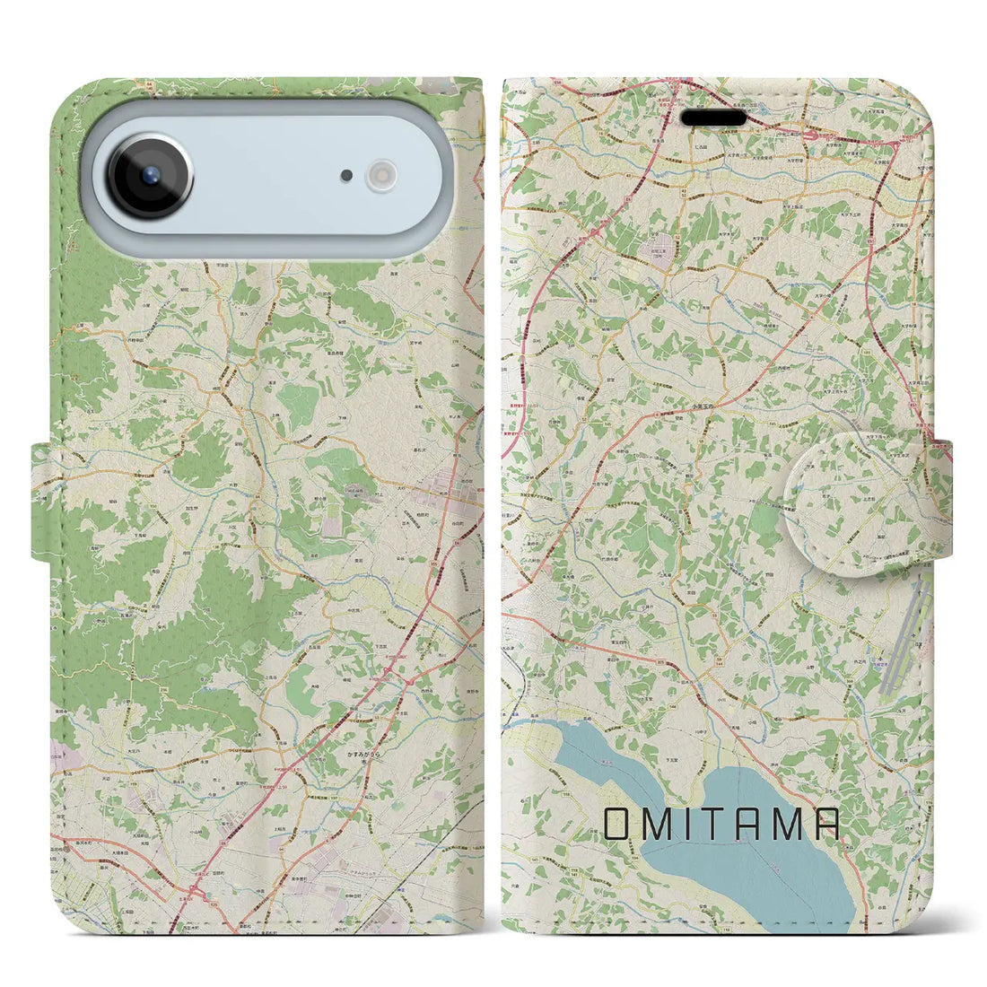 【小美玉（茨城県）】地図柄iPhoneケース（手帳タイプ）モノトーン・iPhone 17 Pro Max 用