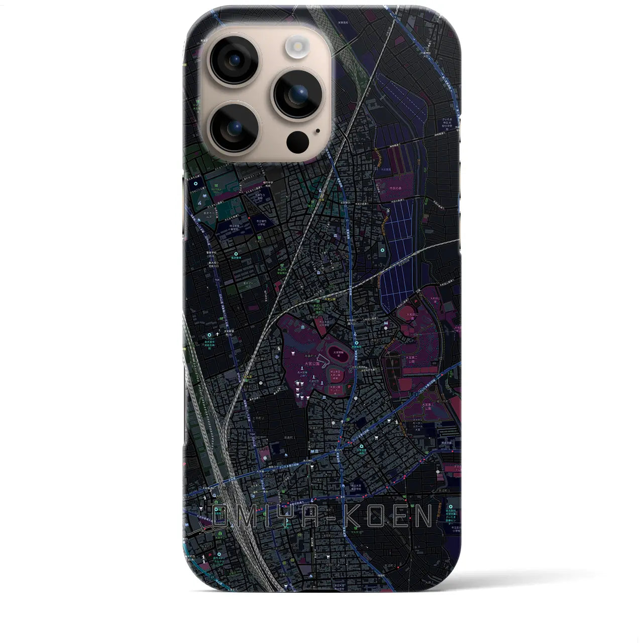 【大宮公園（埼玉県）】地図柄iPhoneケース（バックカバータイプ）