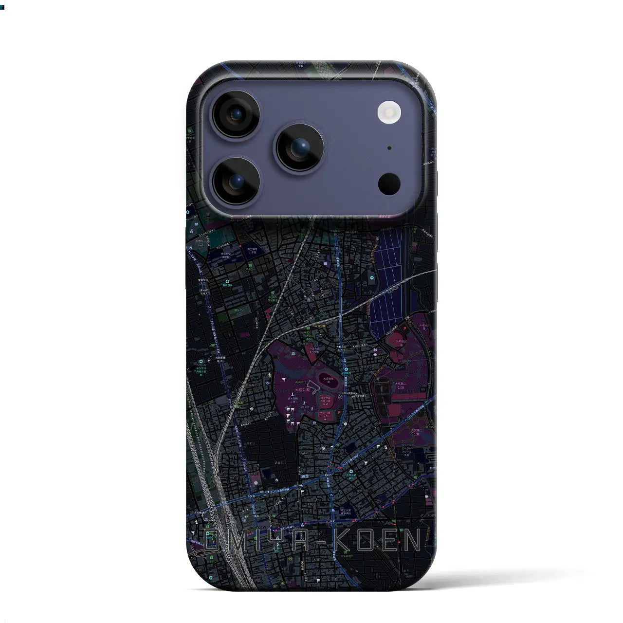 【大宮公園（埼玉県）】地図柄iPhoneケース（バックカバータイプ）