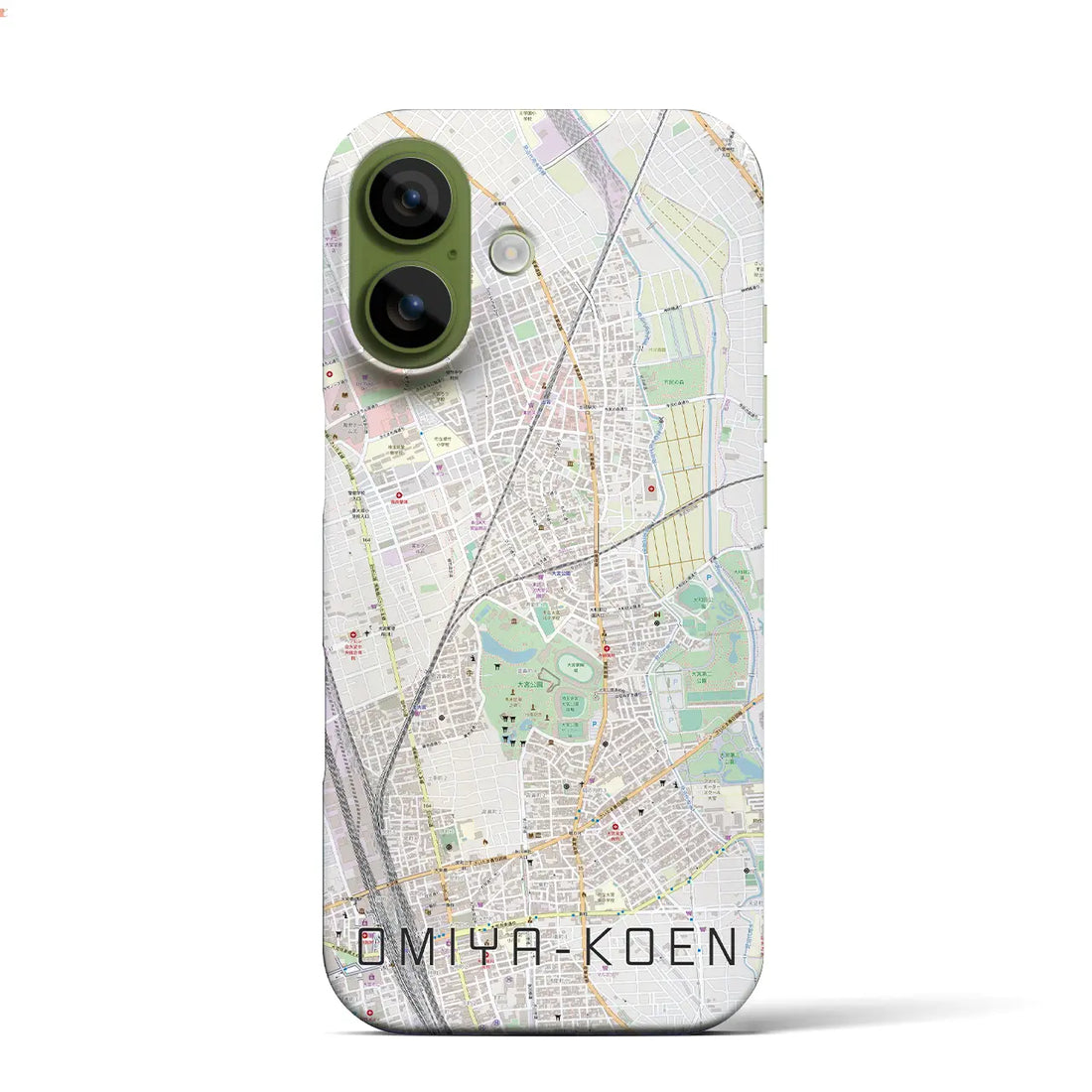 【大宮公園(埼玉県)】地図柄iPhoneケース(バックカバータイプ)ブラック・iPhone 17 Pro Max 用