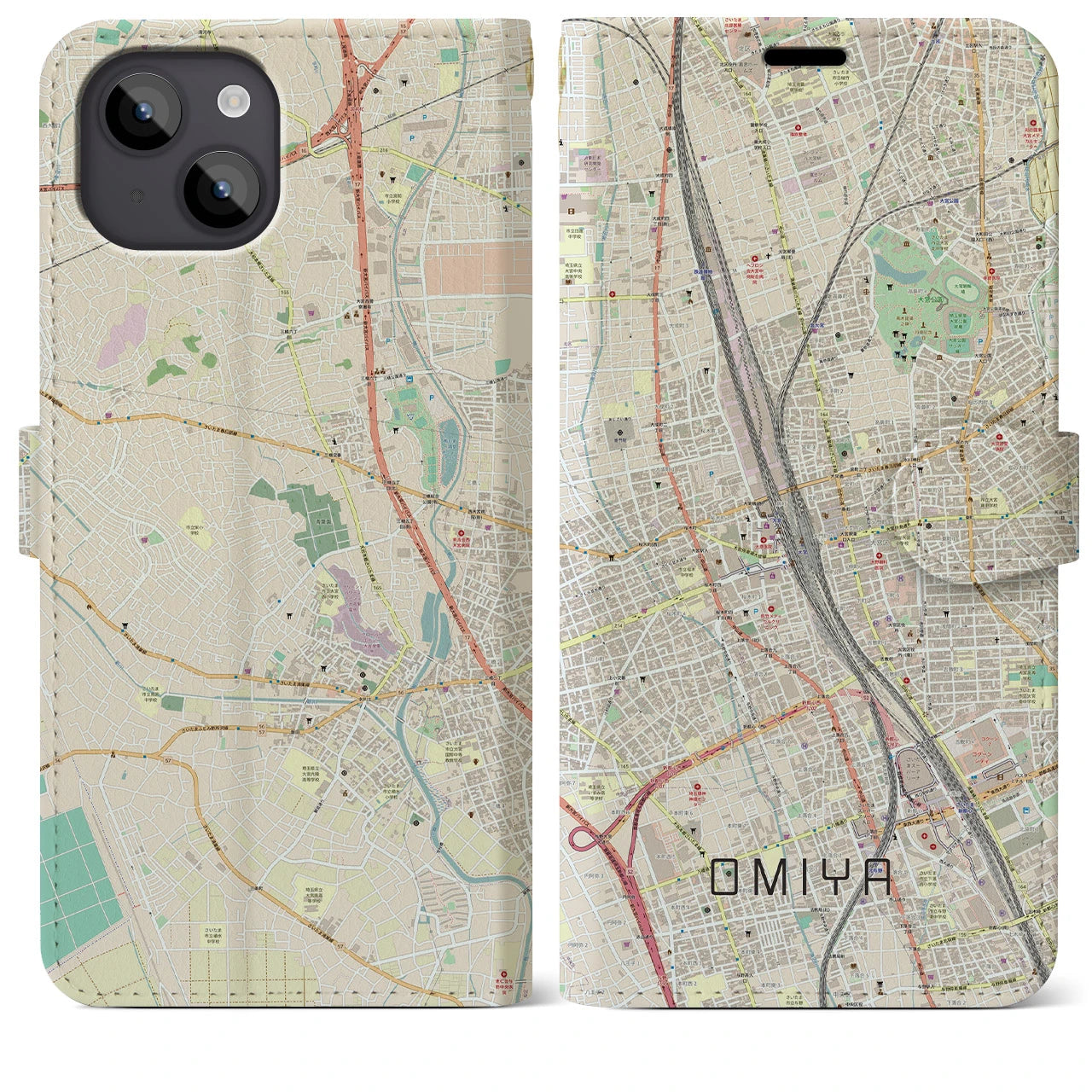 【大宮（埼玉県）】地図柄iPhoneケース（手帳タイプ）