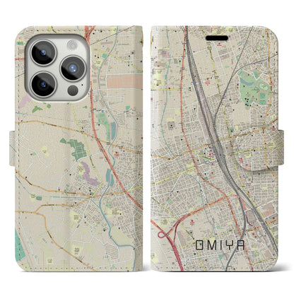 【大宮（埼玉県）】地図柄iPhoneケース（手帳タイプ）ナチュラル・iPhone 15 Pro 用