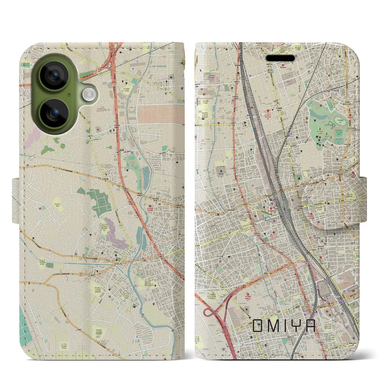 【大宮（埼玉県）】地図柄iPhoneケース（手帳タイプ）