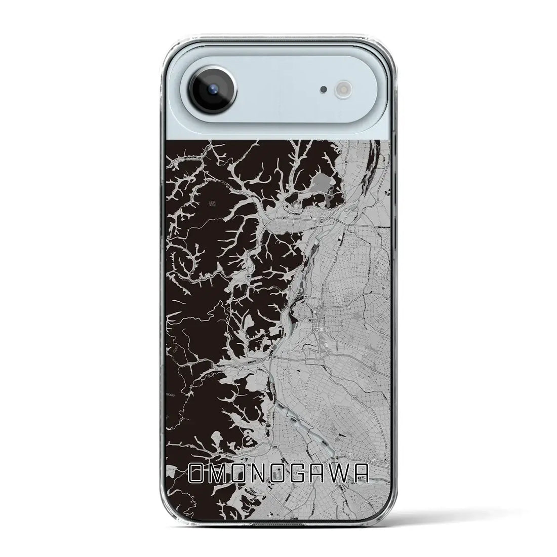 【雄物川（秋田県）】地図柄iPhoneケース（クリアタイプ）モノトーン・iPhone 17 Pro Max 用