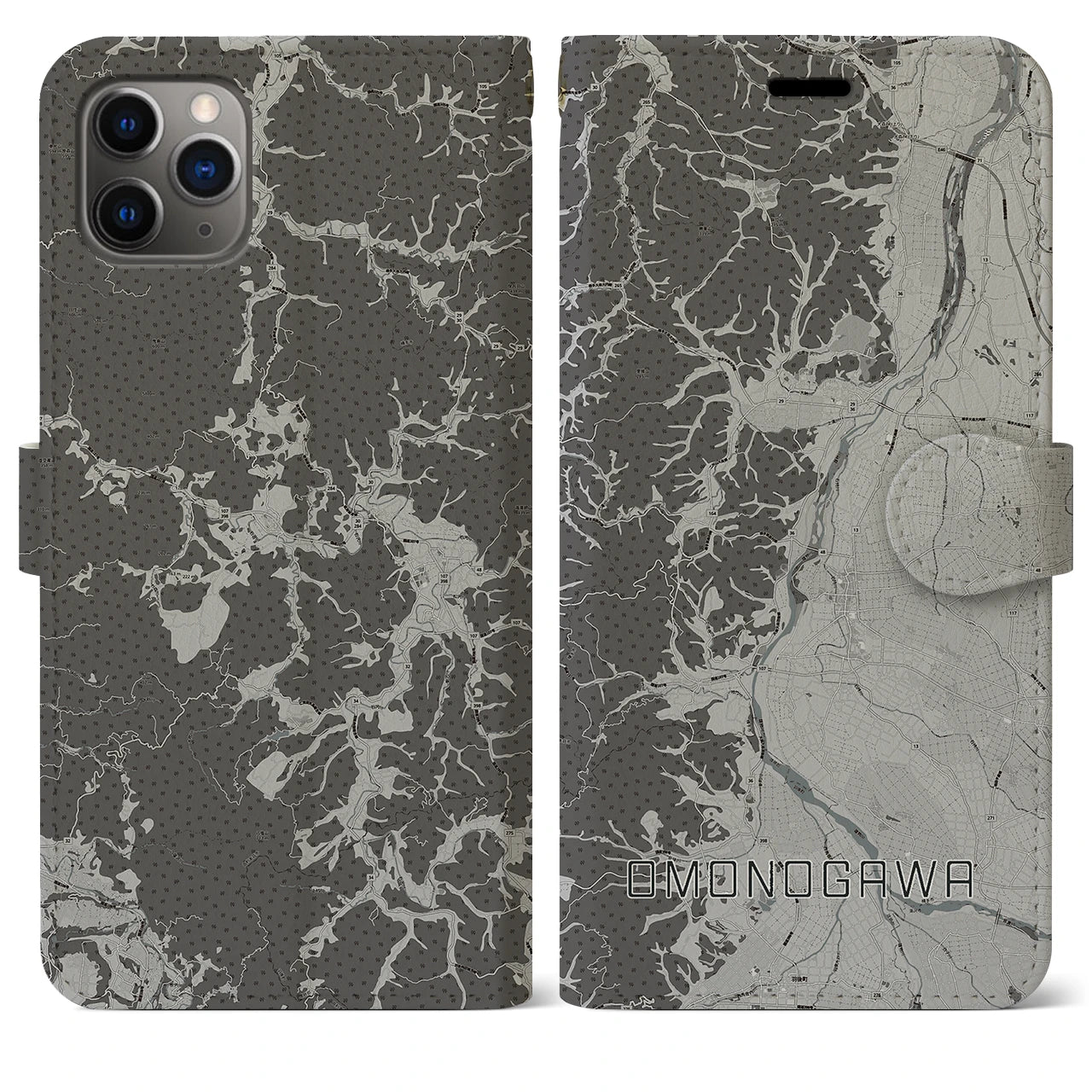 【雄物川（秋田県）】地図柄iPhoneケース（手帳タイプ）
