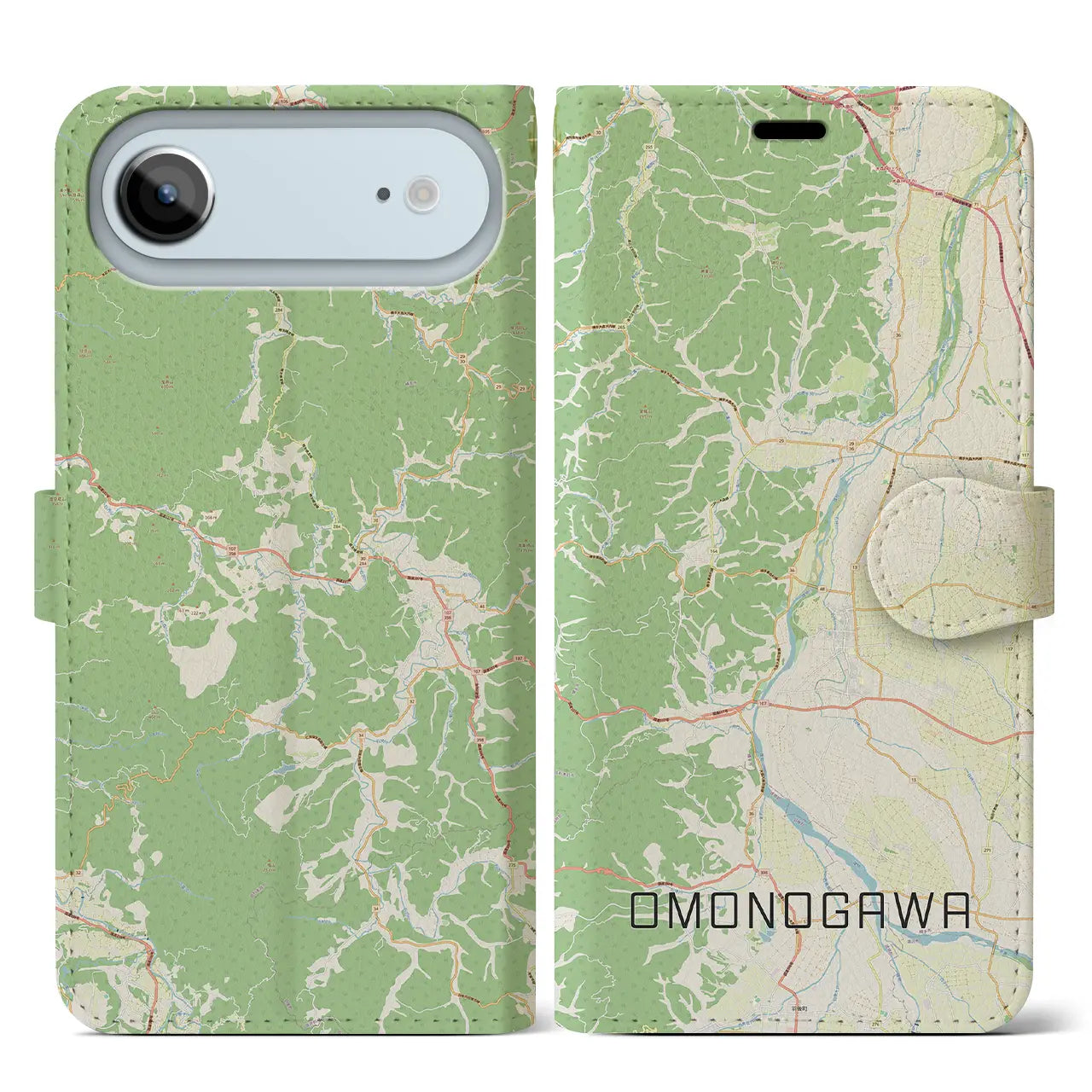 【雄物川（秋田県）】地図柄iPhoneケース（手帳タイプ）