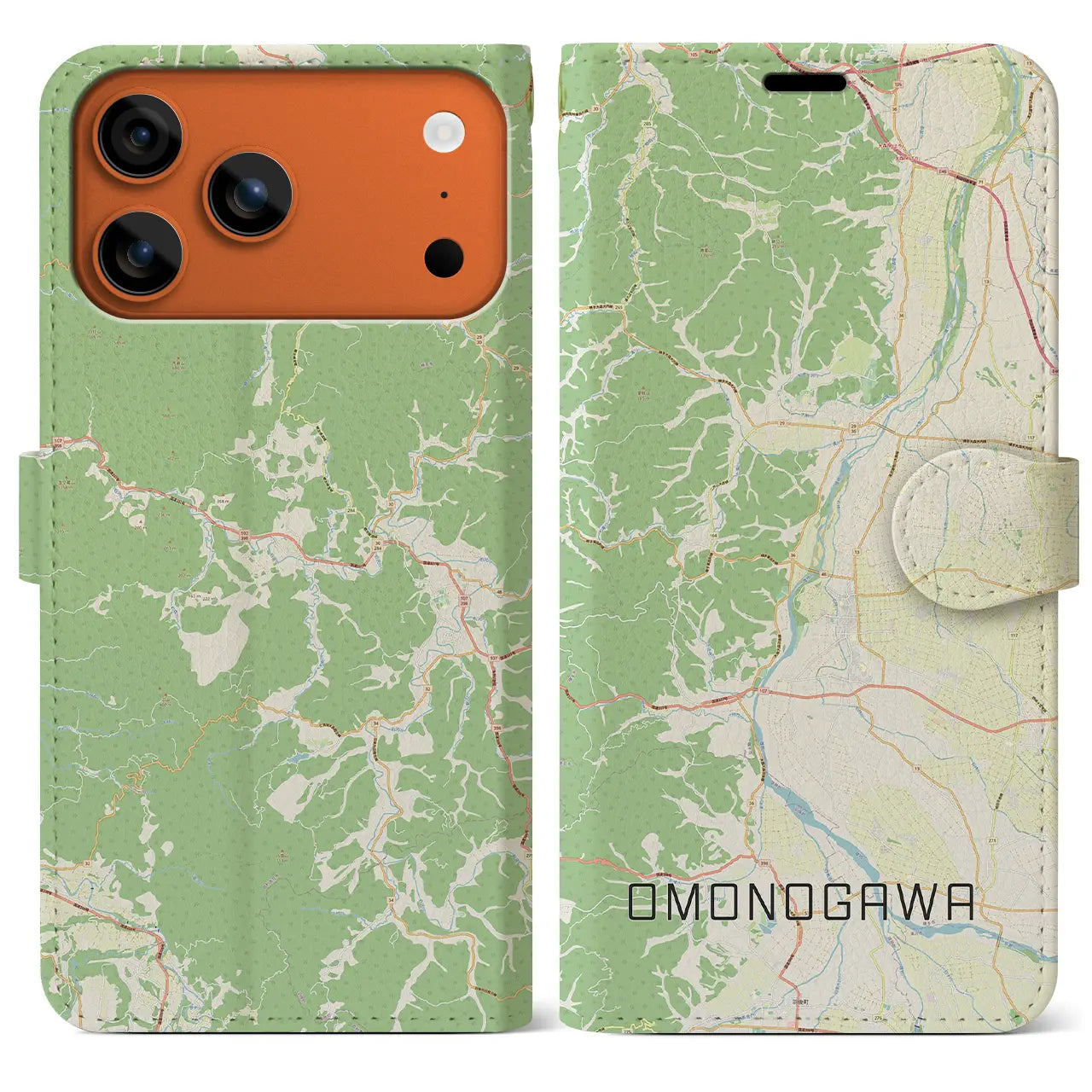 【雄物川（秋田県）】地図柄iPhoneケース（手帳タイプ）