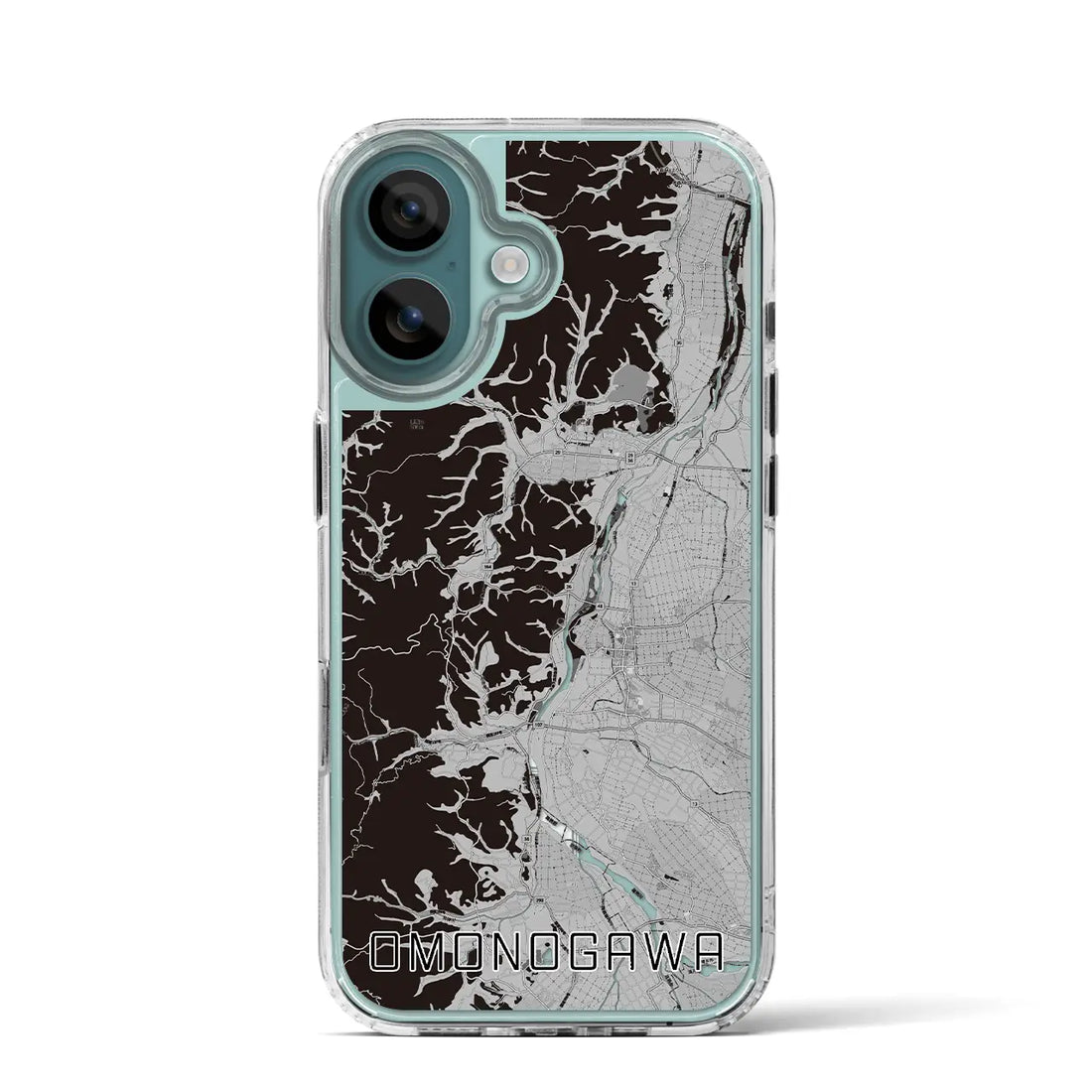 【雄物川（秋田県）】地図柄iPhoneケース（MagSafeタイプ）モノトーン・iPhone 16 Pro 用