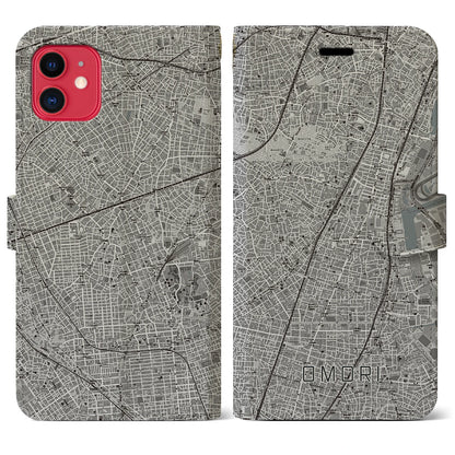 【大森（東京都）】地図柄iPhoneケース（手帳タイプ）モノトーン・iPhone 11 用