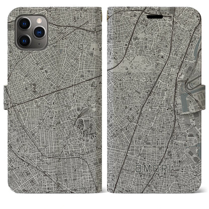 【大森（東京都）】地図柄iPhoneケース（手帳タイプ）モノトーン・iPhone 11 Pro Max 用