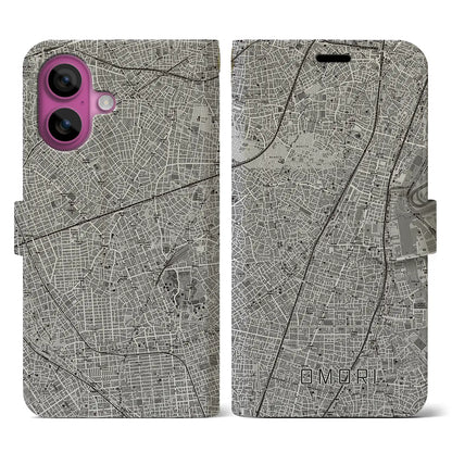 【大森（東京都）】地図柄iPhoneケース（手帳タイプ）モノトーン・iPhone 16 Pro 用