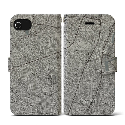 【大森（東京都）】地図柄iPhoneケース（手帳タイプ）モノトーン・iPhone SE（第3 / 第2世代） / 8 / 7 / 6s / 6 用