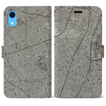 【大森（東京都）】地図柄iPhoneケース（手帳タイプ）モノトーン・iPhone XR 用